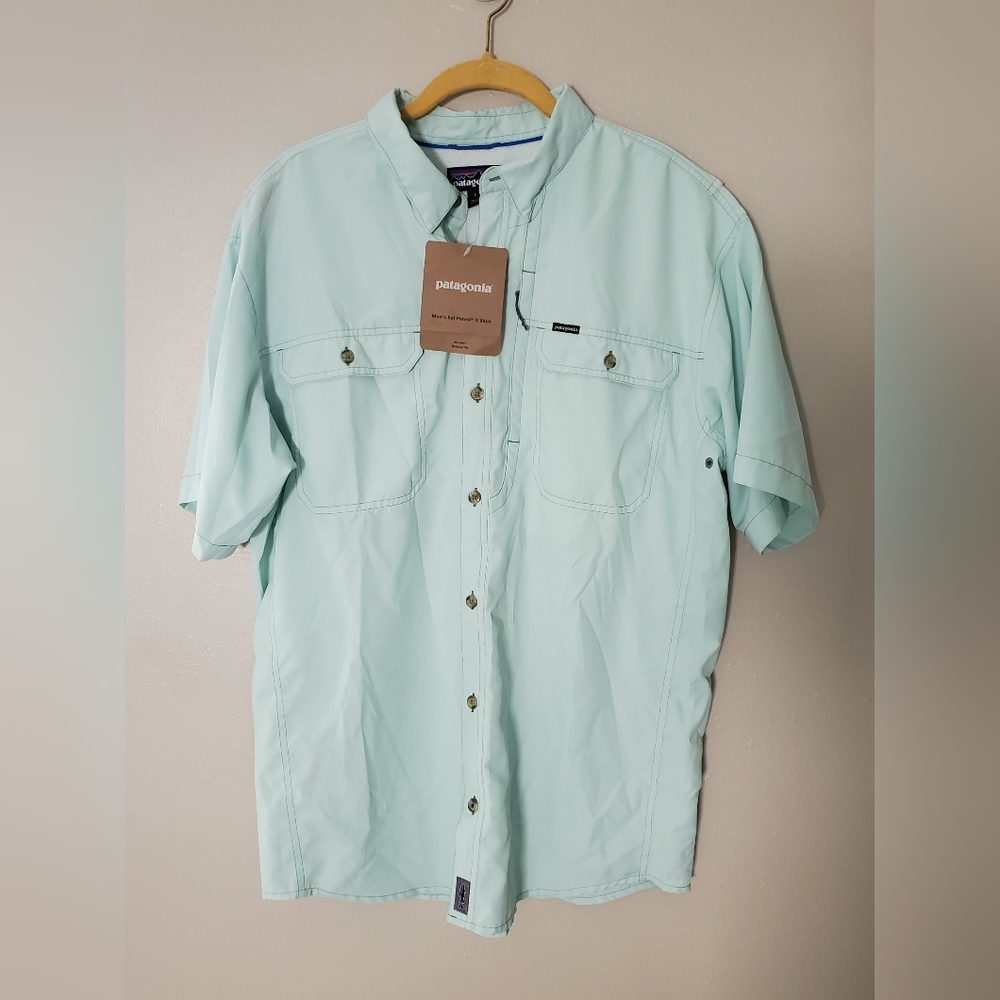 Patagonia Mens Sol Patrol II Fishing Short Sleeve Shirt Relaxed Fit Vented Sz L
